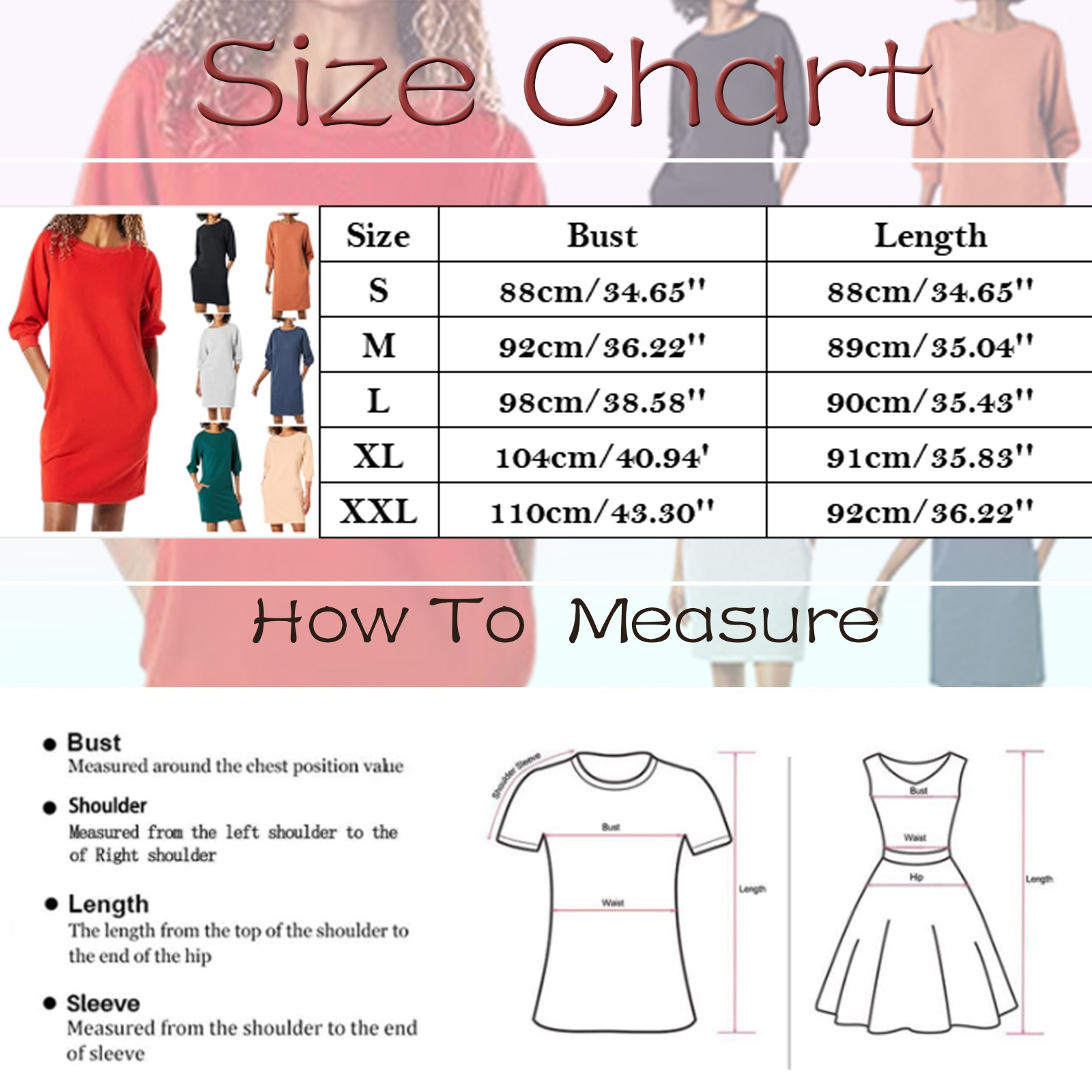 thumbnail image 3 of Vestido de mujer con mangas 3/4, cuello redondo y bolsillos - Corte en A, tejido transpirable, estilo informal para todas las estaciones - Se ajusta a la talla, 3 of 4